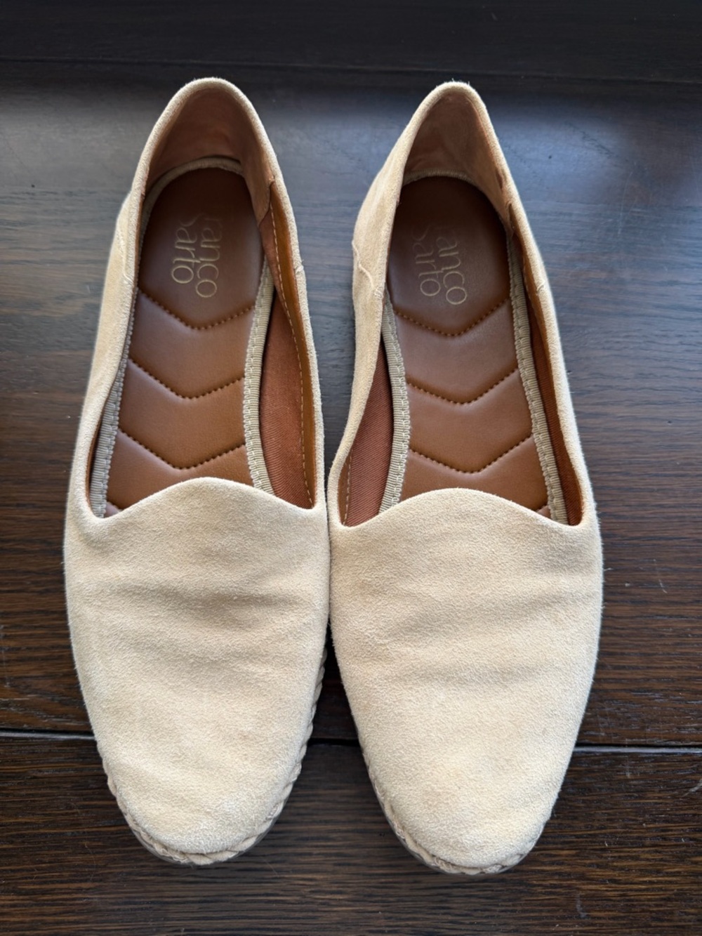 Franco Sarto Light Beige Suede Slip-On Loafers